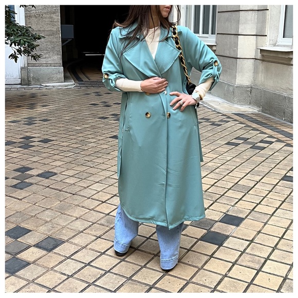 46 Made in France Fabulous Spring Belted Trench Coat jacket - Picture 7 of 7